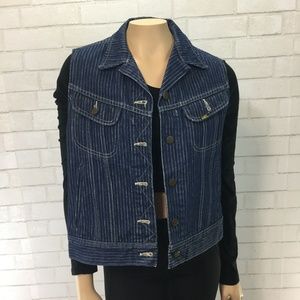 Vintage Miss Lee Pinstripe Denim Vest Medium EUC